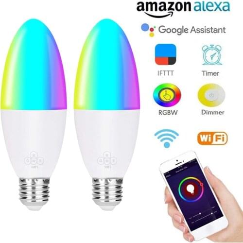 6W Led Lights Decoration E14/E27 Smart WiFi Candle Bulb RGB Bulb Support Alexa/Google Home/IFTTT Smart Speaker Voice Control