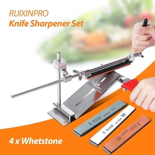 Knife Sharpener Ruixin Pro III All Iron Steel Professional Chef Knife Sharpener Kitchen Sharpening System Fix-angle 4 Whetston