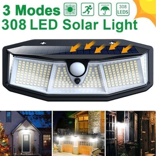 308/128/268 LED Solar Lights Motion Sensor Outdoor Lighting Waterproof Solar Powered Lamp for Garden Decoration Street Wall Lamp