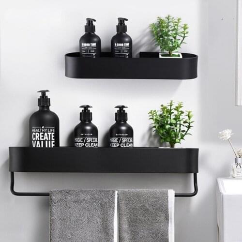 Bathroom Shelf 40 Cm Kitchen Wall Shelves Shower Basket Storage Rack Towel Bar Robe Hooks Bathroom Accessories