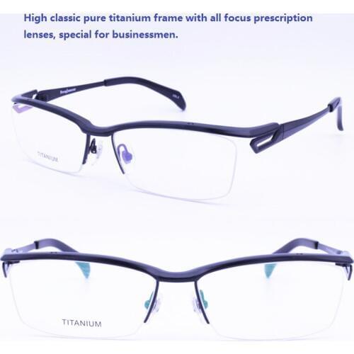 1194T high end quality pure titanium half-rim optical IP vacuum eletroplating all focus precription eyeglass for businessmen