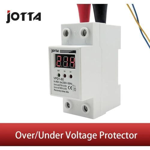 40A 220V automatic reconnect over voltage and under voltage protection protective device relay with Voltmeter voltage monitor