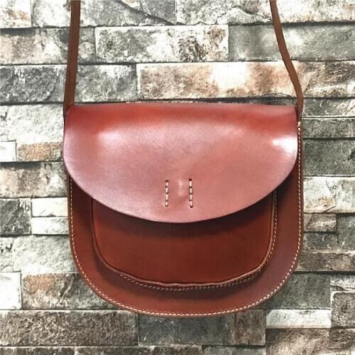 YourSeason Ladies Simple Cow Leather Bag 2021 Handmade Retro Shoulder Womens Solid Color Hasp Cowhide Small Messenger Bag