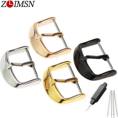 ZLIMSN 10pcs Wholesale Watch Band Clasp Stainless Steel Polished Metal Buckles 16 18 20 22mm Black Silver Fivela Relojes Hombre