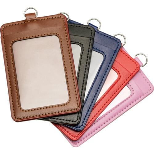 1pc PU Leather Staff Work Card Holder Employees Card Case Bus Card Sleeve Students Access Pass Badge Protective Cover