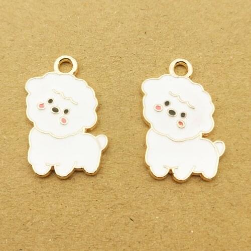 10pcs 17x24mm enamel dog charm for jewelry making and crafting fashion earring pendant necklace bracelet charm