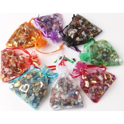 100pcs/lot 7x9cm 9x12cm Mixed Gold Drawstring Organza Bags Jewelry Packaging Bags Candy Wedding Bags Wholesale Gifts Pouches