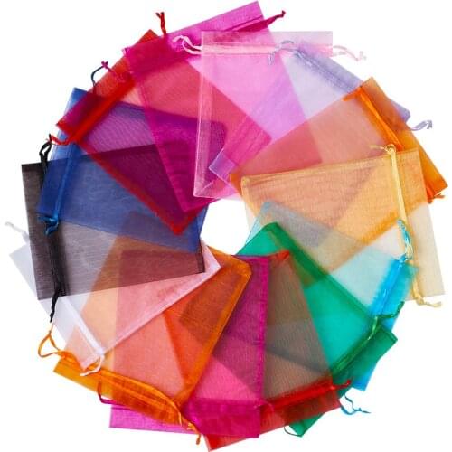 100pcs organza bag Jewelry Packaging Drawstring Pouch Wedding Party Decoration Drawable Bags Xmas Gift Pouches Mixed Color