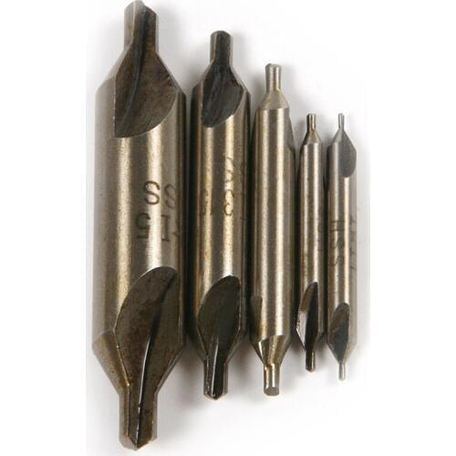 5pcs/set 1-5mm HSS Combined Center Drills Bit Set 60 Degree Angle Countersinks Tool