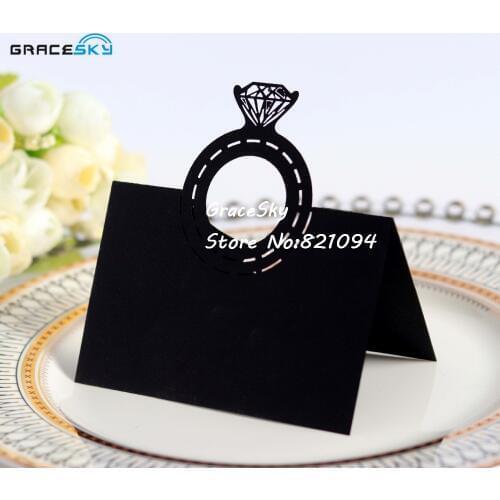 50pcs free shipping laser cut Diamond design paper Name Table Cards Wedding invitation Cards Party RSVP Cards Table Decoration