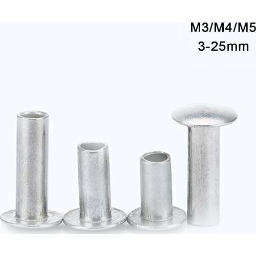50Pieces 20Pieces m3 m4 m5 Aluminum Flat Round Head Round Nut Half Hollow Rivets Shank Rivet Aluminum Rivet Nut