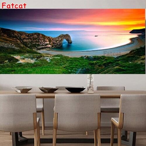 Large size Diamond Painting Dusk Sunset Beach Sea Cross Stitch,Mosaic Diamond Embroidery landscape,Picture Of Rhinestones PP2197