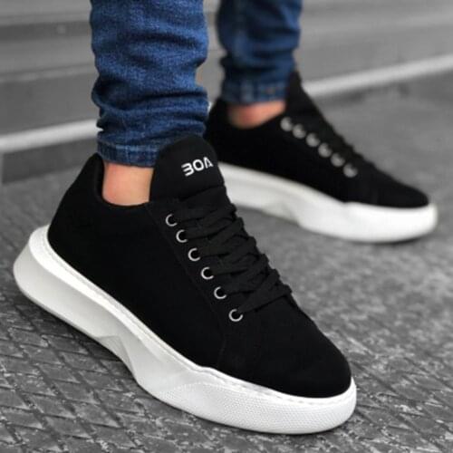 BA0161 Laced High Base Black White Sport Shoes Handy Soft Comfortable Clothing Türkiye'de Produced Stylish Design