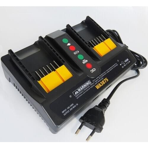 Fast Charger for Worx WA3875 WA3742 Replacement 20V 18V Li-ion battery 3.0A charger for Worx WA3520 WA3525 WA3578 WA3742 EU plug