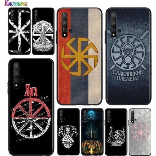 Bright Black Cover Slavic Viking symbol Kolovrat for Huawei Honor 30 20S 20 10i 9S 9A 9C 9X 8X 10 9 Lite 8A 7C 7A Pro Phone Case