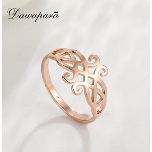 Dawapara Vintage Women Rings Celtics Trinity Triquetra Knot Hollow Viking Ring Rosegold Color Stainless Steel Jewelry