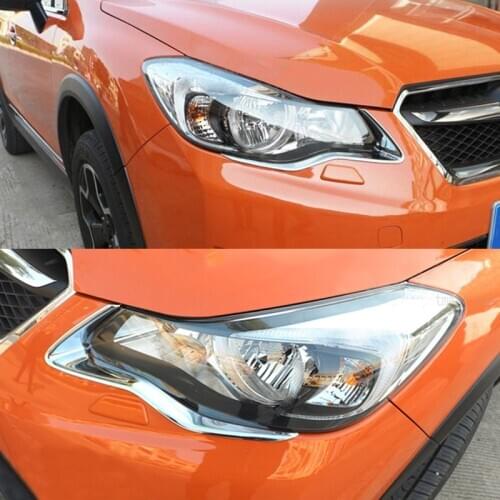For Subaru XV Crosstrek 2012 2013 2014 2015 Front Headlight Head Light Lamp Eyelid Chrome Trim Cover Strip Frame Car Styling