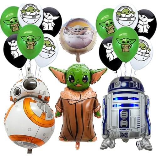 Yodaed Foil Balloons Movie Warsed Latex Ballons Green Black Starred Robot Kids Fans Birthday Party Baby Shower Decor Boys Toys