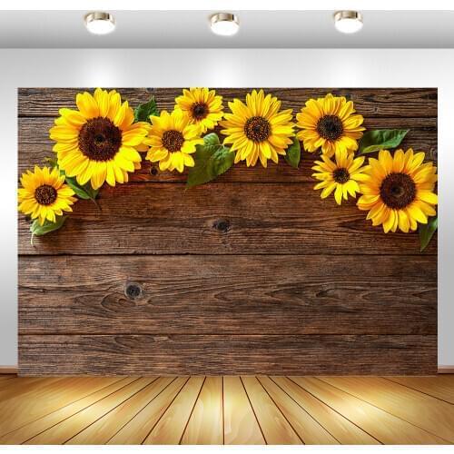 Sunflower Wooden Floor Photography Background Flarol Birthday Baby Shower Photophone Shooting Background Decor For Photo Studio