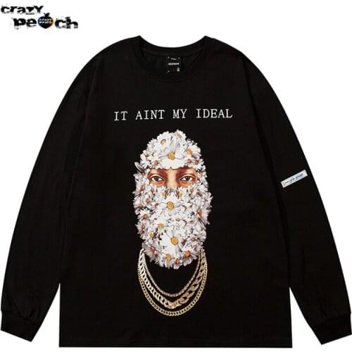 Mask Gothic Printing Y2K Mens Streetwear Sweatshirts Retro Homme Shirt Oversized Hoodie Harajuku Men Sweatshirt Lounge Wear