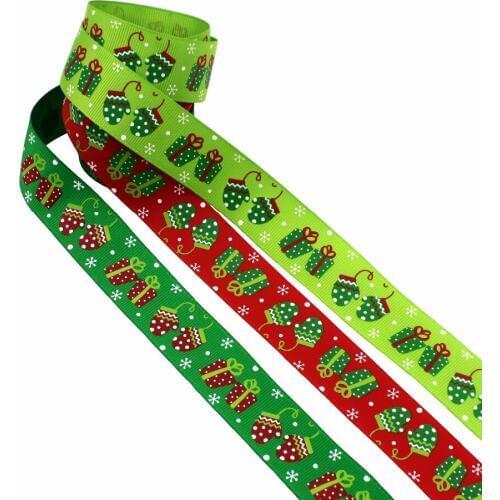 IuBuFiGo 50 yards 1" Merry Christmas Printed Grosgrain ribbon 25mm Cartoon gift ribbon bows dlework DIY headband tape 2008