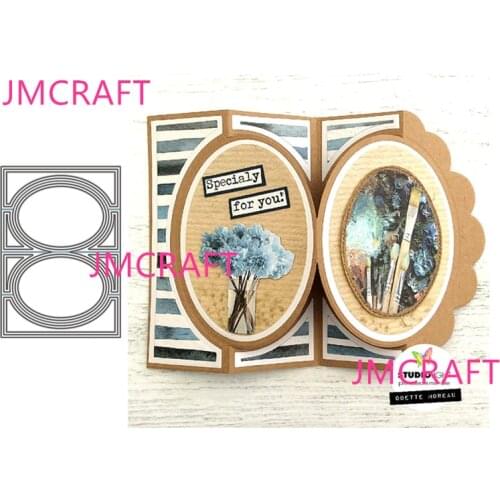 JMCRAFT Greeting Card With Two Oval Borders #1 Metal Cutting Dies DIY Scrapbook Handmade Paper Craft Metal Steel Template Dies