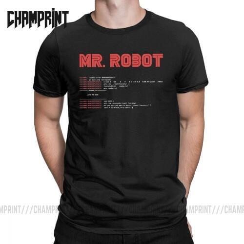 Cool Mr Robot T Shirt Programming Programmer Tees Developer Code T-Shirts for Men Crew Neck Cotton Short Sleeve Big Size Clothes