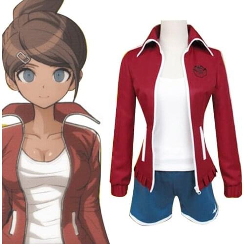 Anime Dangan Ronpa Danganronpa 2 Costumes Aoi Asahina Cosplay Uniform Wine Red Shorts Full Sets For Women Girls Halloween Party