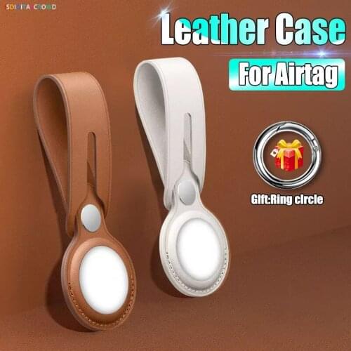 Leather Protective Sleeve Case Cover For Apple Airtag Tracker Location Protector For Iphone Airtags Keychain Smart Accessories