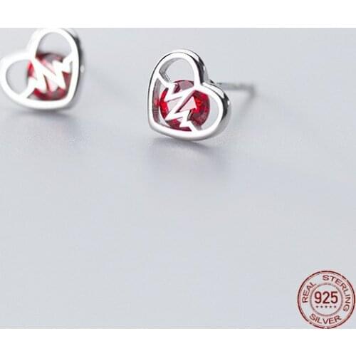 LKO 925 Sterling Silver Vintage Simple Design Heartbeat Ear Stud For Women Girls Party Birthday Gift Temperament Jewelry