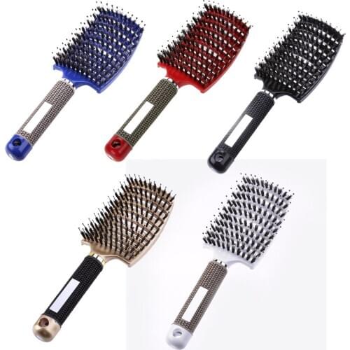 Hair Scalp Massage Comb Hair Brush Bristle Nylon Women Wet Curly Detangle Hair Brush for Salon Hairdressing Styling Tools
