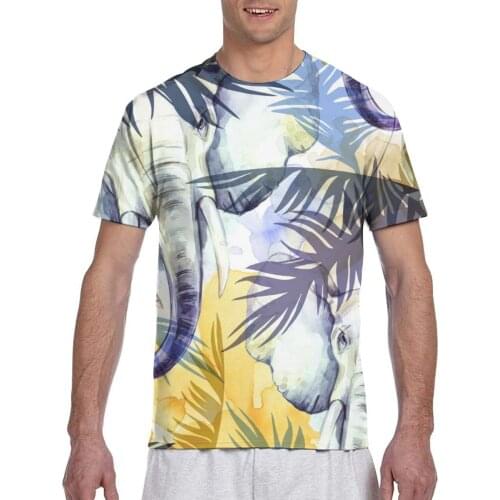 2020 Mens T shirts Fashion New Summer Mens Short Sleeve T-shirt Casual African Elephants With Tropical Leaves Tshirt