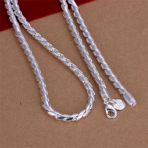 Pure Silver 925 Necklaces For Man 4mm Twisted Long Chain Necklace Collier Fashion Jewelry Accessories Party Gifts Bijoux