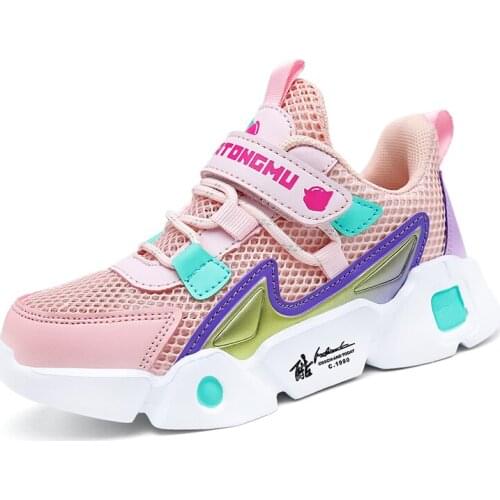 Girls' Shoes Single Mesh Sports Shoes 2021 Summer New Girls' Mesh Shoes Breathable Mesh Summer Childrens Shoes Hollow