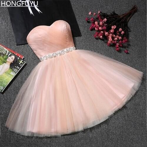 HONGFUYU Charming Sweetheart Homecoming Dress with Belt 2021 Lave-up Back Tulle A Line Cocktail Party Dress vestidos formales