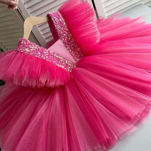 Princess Girl Flower Dresses For Party Bowknot Tutu Fluffy Little Baby Girl Birthday Dress Clothes Girl Children Wedding Gown