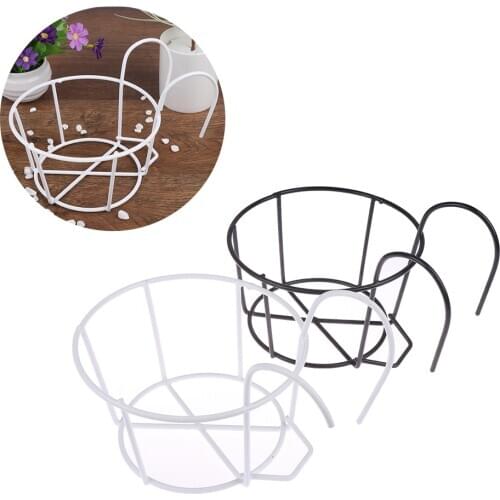 1PCS Hanging Plant Iron Racks Balcony Round Flower Pot Rack Railing Fence Outdoor Garden Supplies