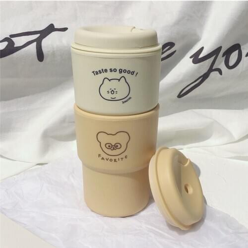 2020 New Portable Cat Coffee Cup Glasses Milk Cool Drinks Cup Water Cup Christmas Gifts Cute Bear Milk Tea Small Portable Bottle