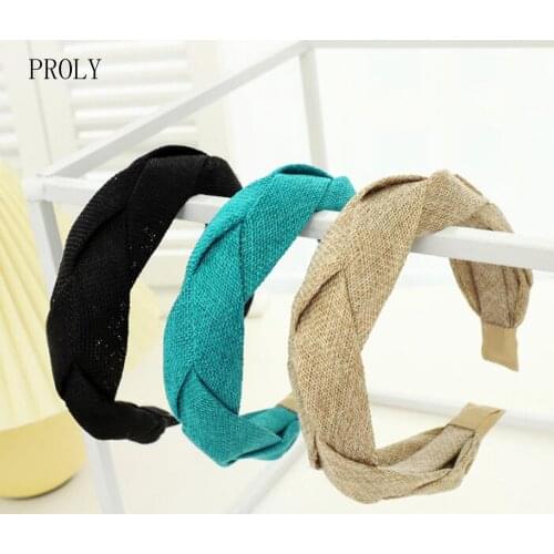 PROLY New Fashion Women Headwear Braided Braid Headband Solid Color Summer Hairband Turban Casual Hair Accessories