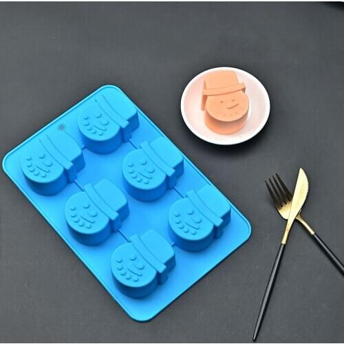 6-hole Christmas Molds 3D Snowman Fondant Cake Silicone Mold Resin Mold Handmade Soap Mold Candle Baking Mold Chocolate Mold