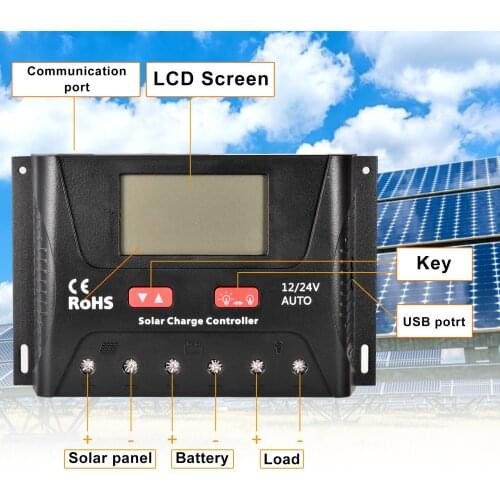 Solar PWM 40A/30A Charge Controller Dual Usb Lcd Display 12v 24v Solar Cell Panel Charger Regulator Output Controller