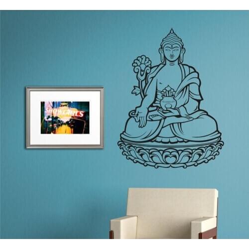 Buddha Style Wall Decal Brahman Hindu God Stickers Yoga Lotus Pose Wall Stickers Indian Yoga Studio Sign Interior Art DIY SYY380