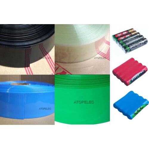 5M Wide 55MM / Diameter 35MM PVC 2:1 Heat Shrink Tubing AAA Battery Wrap Black/Red/Orange/Yellow/Green/Blue/White/Clear