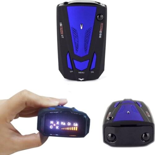 V7 Car Radar Detector Speedometer Voice Alarm Alarm 16 Band LED Display Electronic Dog English Russian