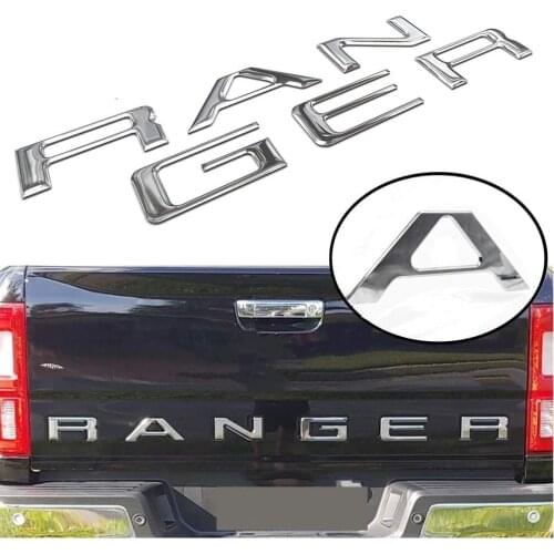 Tailgate Insert Letters for Ford Ranger 2019 2020, 3D Raised & Decals Letters, Tailgate Emblems (Silver)