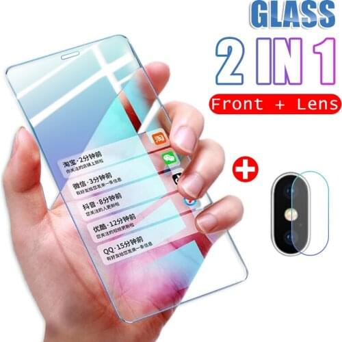 2 in 1 9H Lens Tempered Glass On For Iphone 11 Pro Max XR XS Max X 8 7 6 6s Plus Protective Glass Full Cover Screen Protector