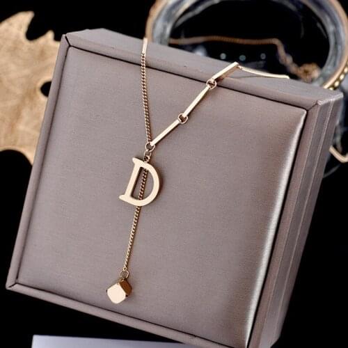 D Letter Pendant Necklace For Woman Titanium Steel Woman NecklaceClassic Design Famous Brand Luxury Jewelry Female Top Quality
