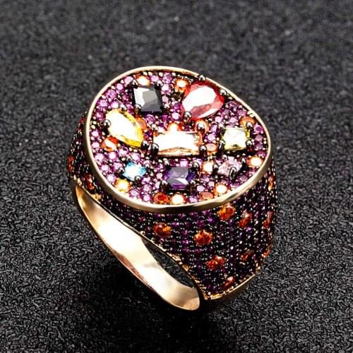 Zlxgirl New Arrival Colorful Cubic zircon wedding finger rings jewelry high Dubai Gold color bridal rings anniversary Aneis anel