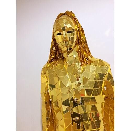 Golden Mirror girls Costume Mirror man Costumes stage Performance mirror show