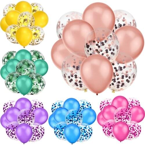 10PCS 12inch Latex Balloons And Colored Confetti Birthday Party Decorations Mix Rose Wedding Decoration Helium Ballon